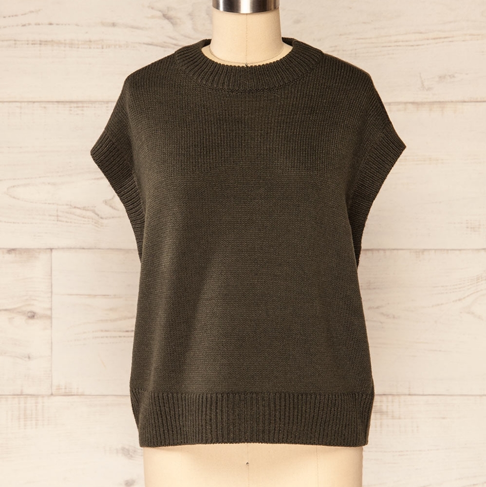 Only Brand Size Large Olive / Forest Green Knit Sleeveless Vest